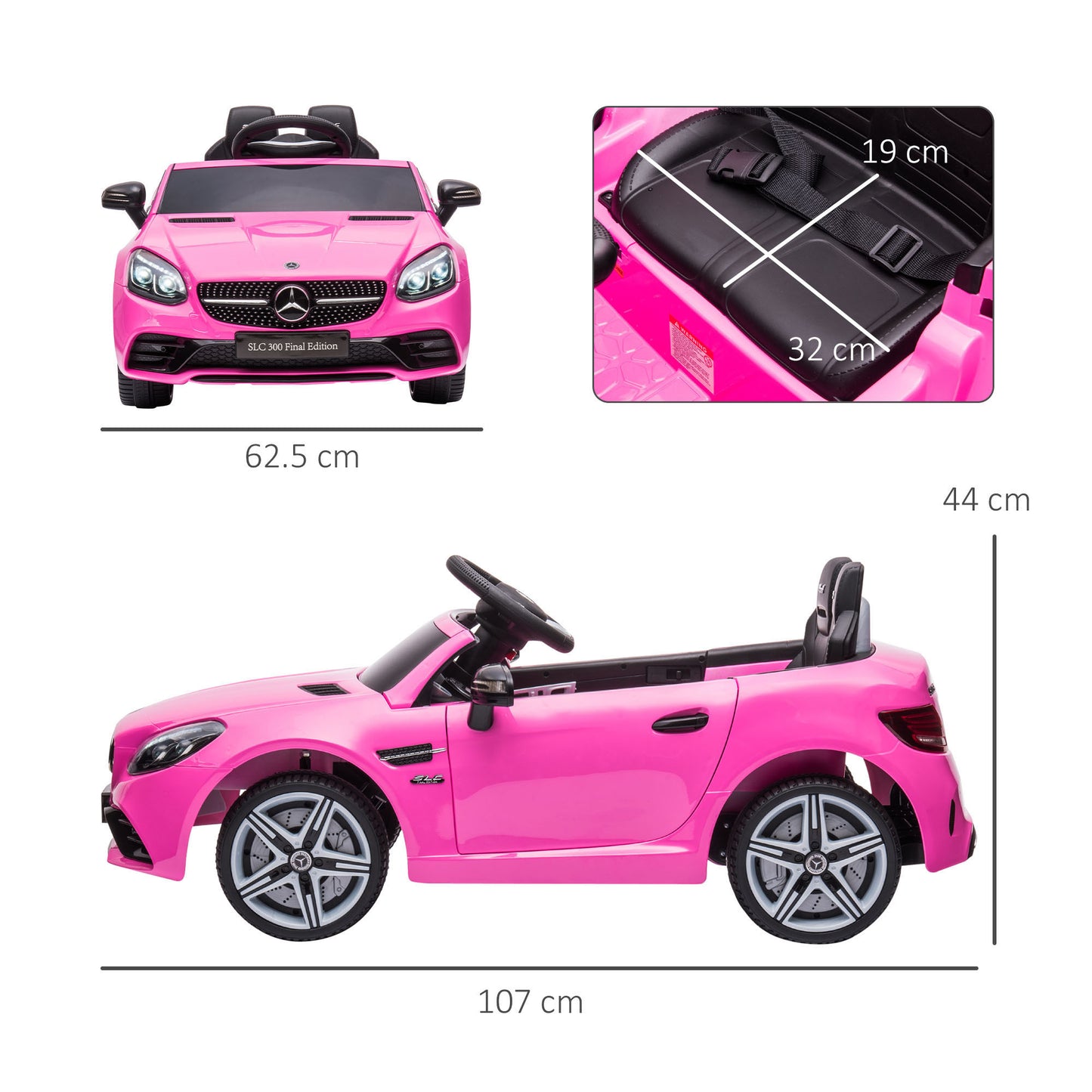 Benz 12V Kids Electric Ride On Car W/ Remote Control Music Pink -  Kids Electric Cars & Toys