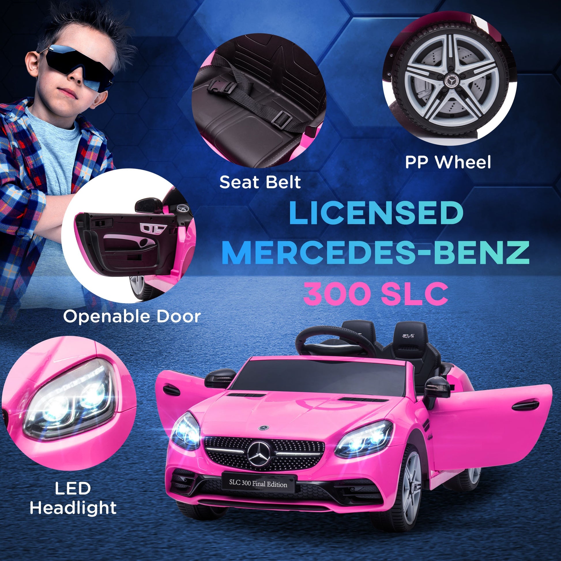 Benz 12V Kids Electric Ride On Car W/ Remote Control Music Pink -  Kids Electric Cars & Toys
