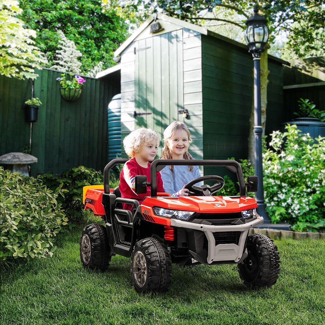 Two-Seater Kids Ride on Truck w/ Electric Bucket, Parental Remote - Red -  Kids Electric Cars & Toys