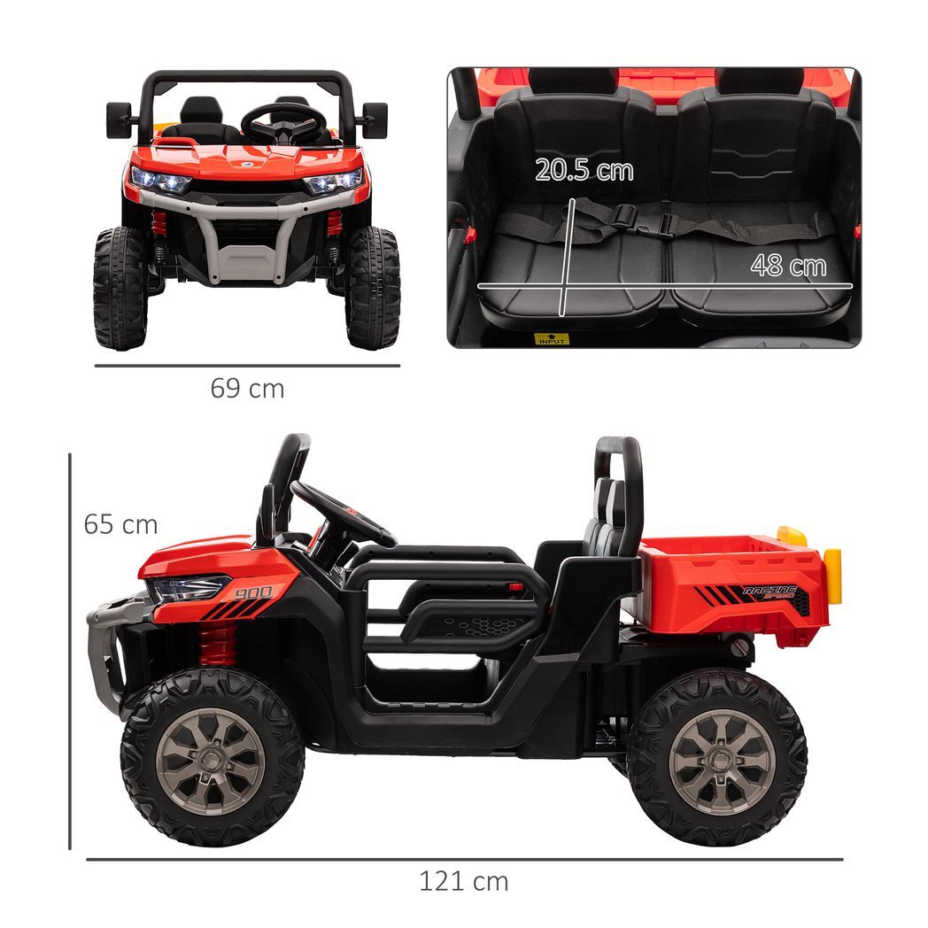 Two-Seater Kids Ride on Truck w/ Electric Bucket, Parental Remote - Red -  Kids Electric Cars & Toys