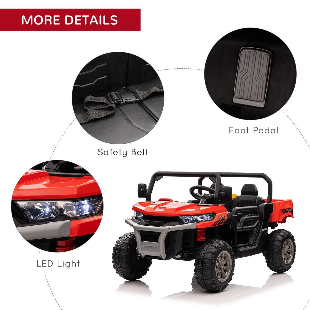 Two-Seater Kids Ride on Truck w/ Electric Bucket, Parental Remote - Red -  Kids Electric Cars & Toys