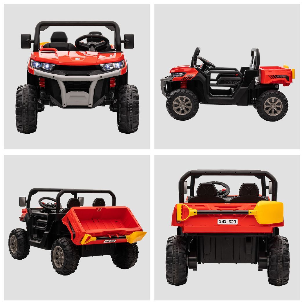 Two-Seater Kids Ride on Truck w/ Electric Bucket, Parental Remote - Red -  Kids Electric Cars & Toys
