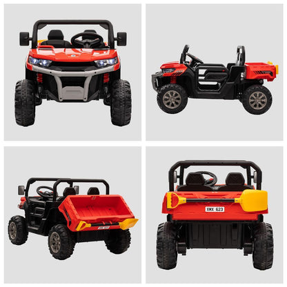 Two-Seater Kids Ride on Truck w/ Electric Bucket, Parental Remote - Red -  Kids Electric Cars & Toys