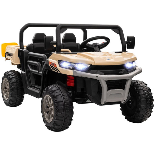 Two-Seater Kids Ride on Truck w/ Electric Bucket, Parental Remote - Yellow -  Kids Electric Cars & Toys