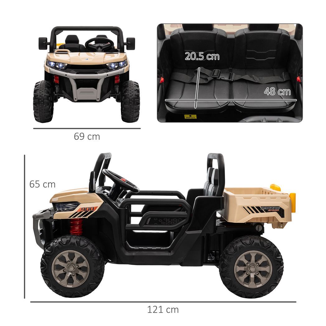 Two-Seater Kids Ride on Truck w/ Electric Bucket, Parental Remote - Yellow -  Kids Electric Cars & Toys