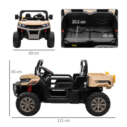 Two-Seater Kids Ride on Truck w/ Electric Bucket, Parental Remote - Yellow -  Kids Electric Cars & Toys