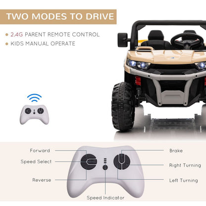 Two-Seater Kids Ride on Truck w/ Electric Bucket, Parental Remote - Yellow -  Kids Electric Cars & Toys