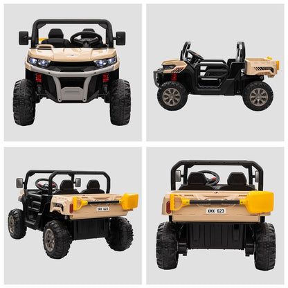 Two-Seater Kids Ride on Truck w/ Electric Bucket, Parental Remote - Yellow -  Kids Electric Cars & Toys