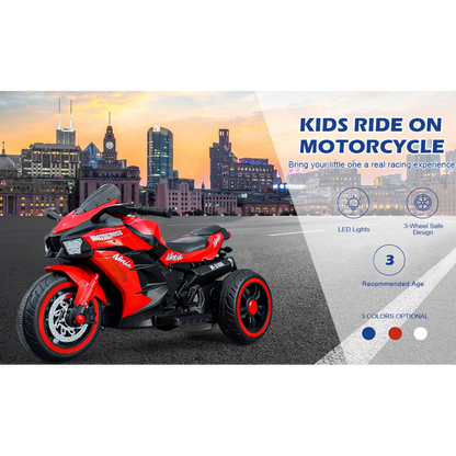 12V Battery Motorcycle, 3Wheel Motorbike Kids Rechargeable Ride On Car Electric Cars Motorcycles--RED -  Kids Electric Cars & Toys