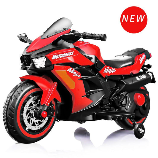 12V Battery Motorcycle, 2 Wheel Motorbike Kids Rechargeable Ride On Car Electric Cars Motorcycles--RED -  Kids Electric Cars & Toys