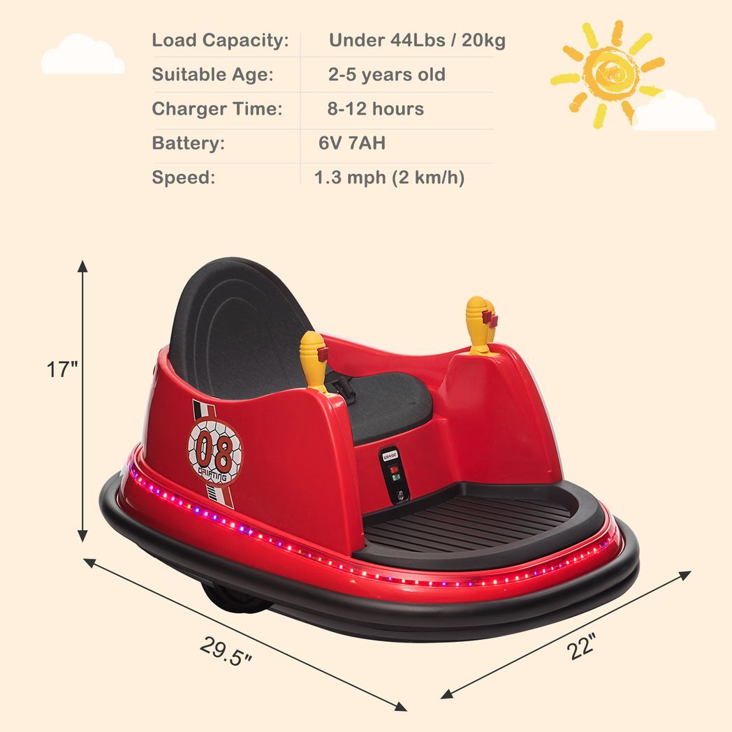 LEADZM 6V 7A.h Bumper Car Red -  Kids Electric Cars & Toys