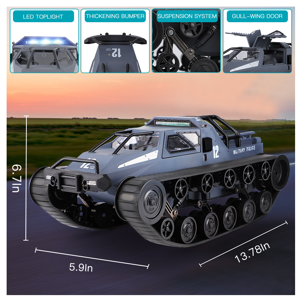 (ABC)Remote Control Police Tank Car - RC Trucks, All Terrain Vehicle Electric Toy Off-Road Car Gift for Boys and Adults -  Kids Electric Cars & Toys