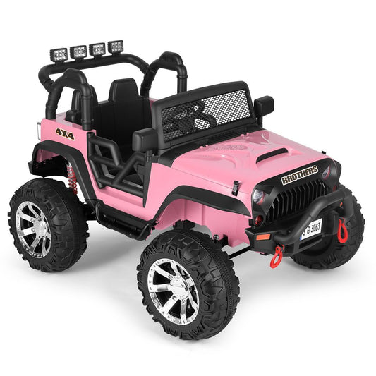 12V Battery Kids Electric Ride on Truck Car Pink Jeep Toys -  Kids Electric Cars & Toys