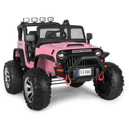 12V Battery Kids Electric Ride on Truck Car Pink Jeep Toys -  Kids Electric Cars & Toys