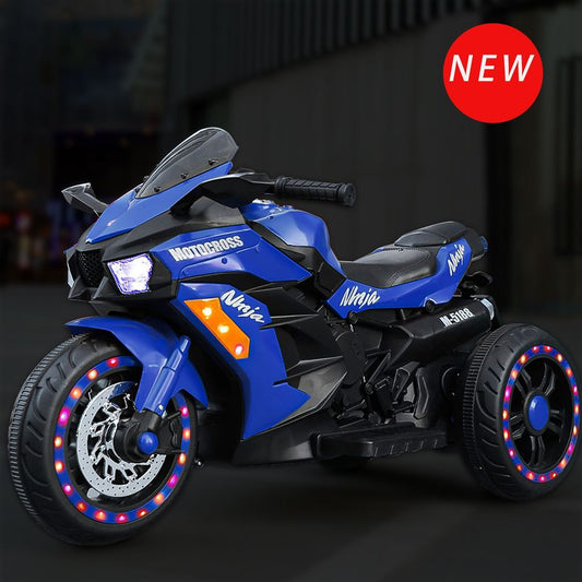 12V Battery Motorcycle,3Wheel Motorbike Kids Rechargeable Ride On Car Electric Cars Motorcycles--BLUE -  Kids Electric Cars & Toys