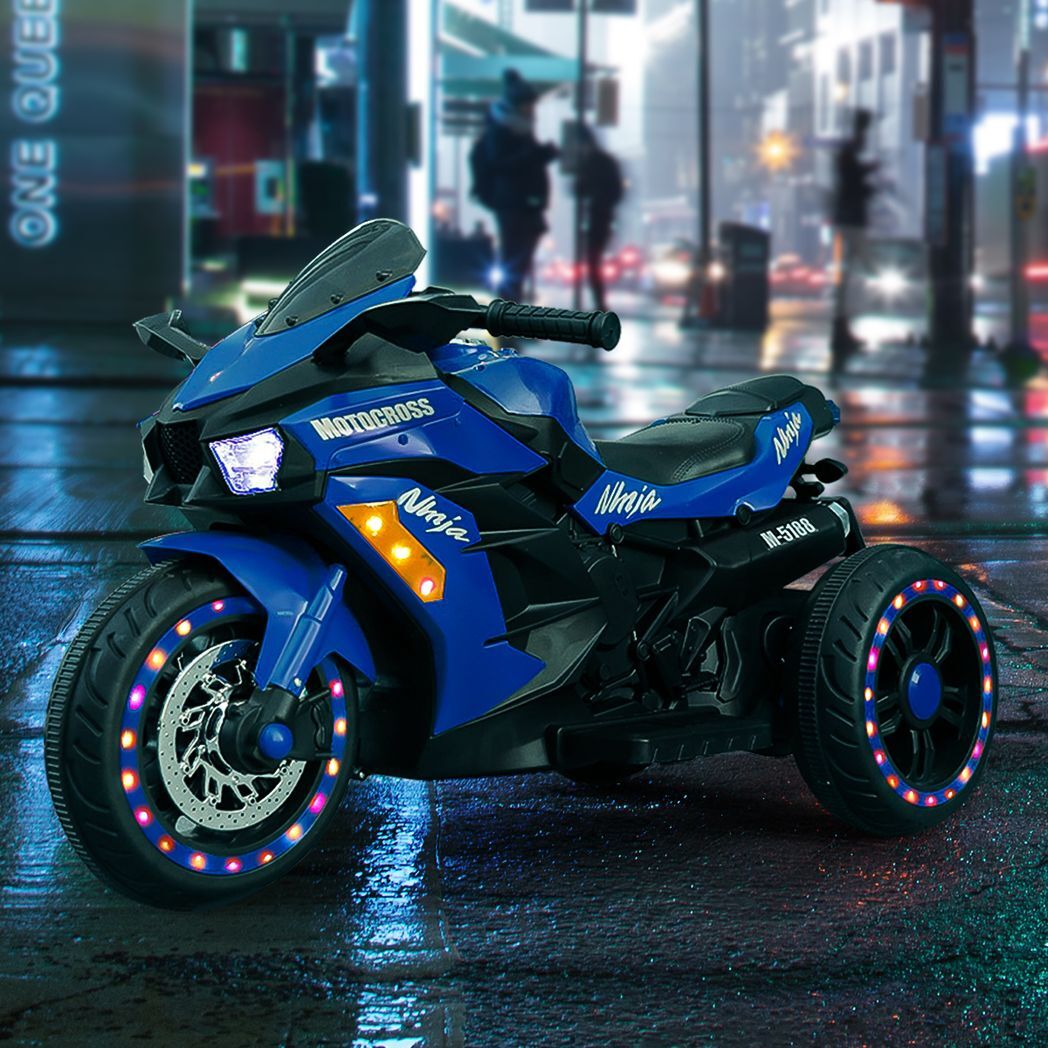 12V Battery Motorcycle,3Wheel Motorbike Kids Rechargeable Ride On Car Electric Cars Motorcycles--BLUE -  Kids Electric Cars & Toys
