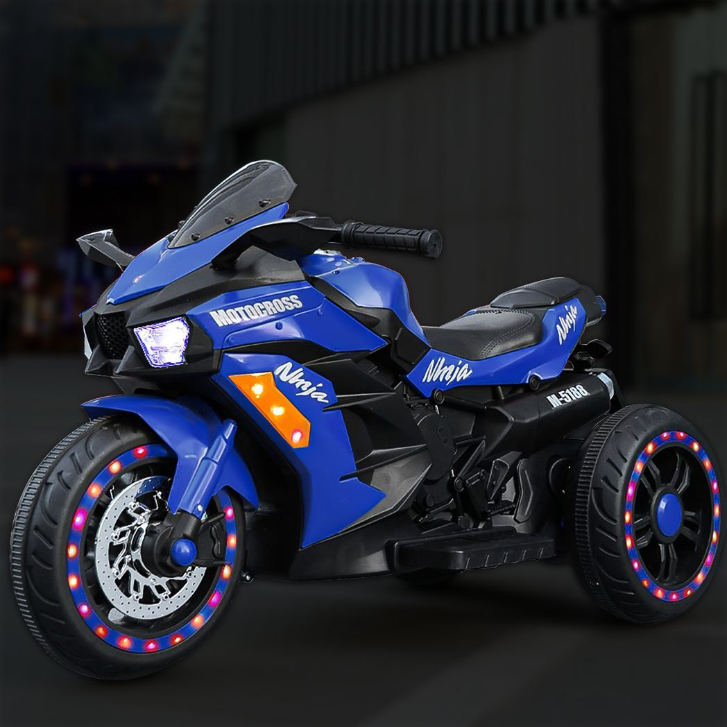 12V Battery Motorcycle,3Wheel Motorbike Kids Rechargeable Ride On Car Electric Cars Motorcycles--BLUE -  Kids Electric Cars & Toys