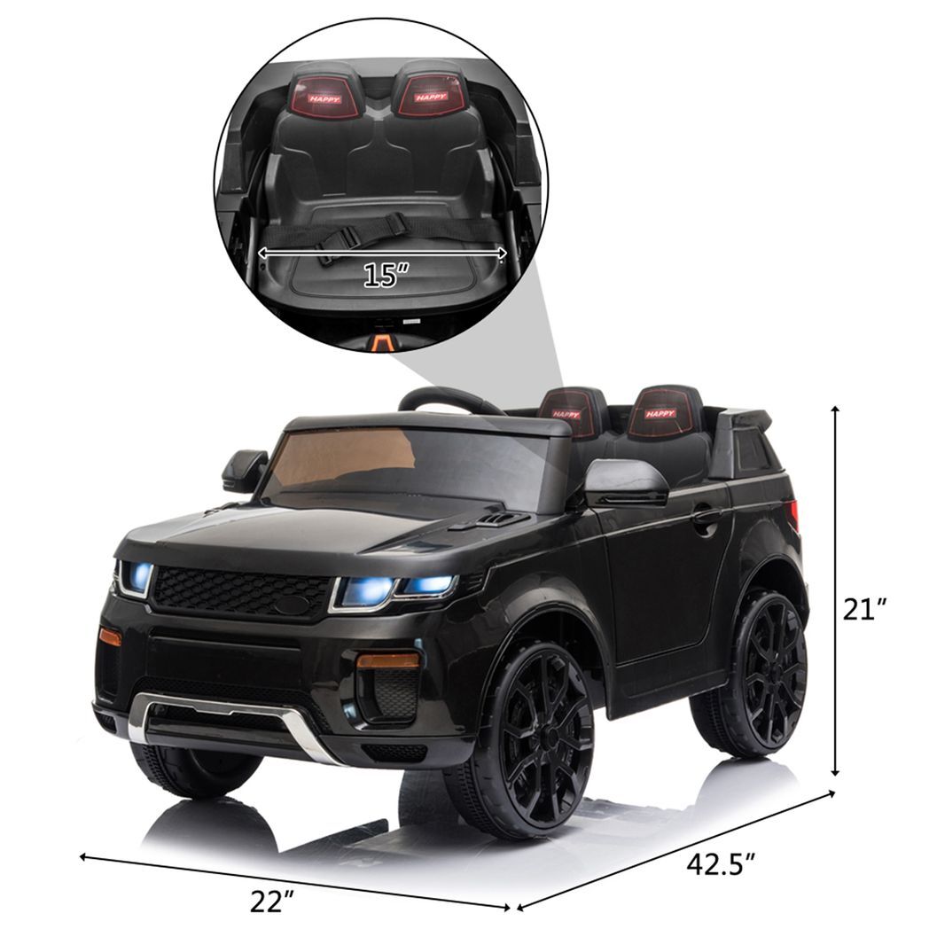 12V Kids Ride On Car 2.4GHZ Remote Control LED Lights Black -  Kids Electric Cars & Toys