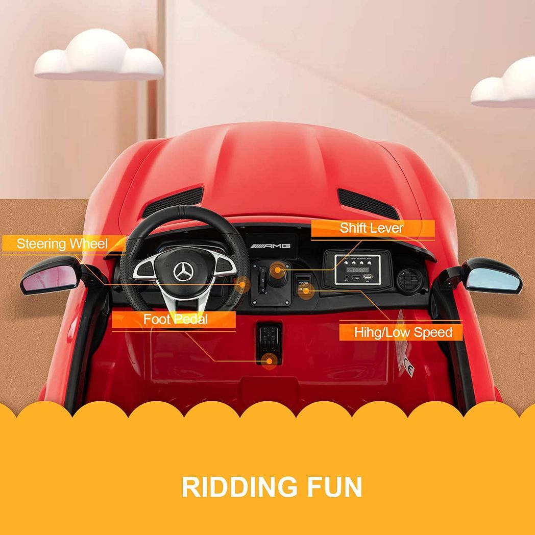Uenjoy 2 Seater 12V Electric Kids Ride On Car Mercedes Benz AMG GTR Motorized Vehicles with Remote Control, Battery Powered, LED Lights, Wheels Suspension, Music, Horn, Compatible with Mercedes,White -  Kids Electric Cars & Toys