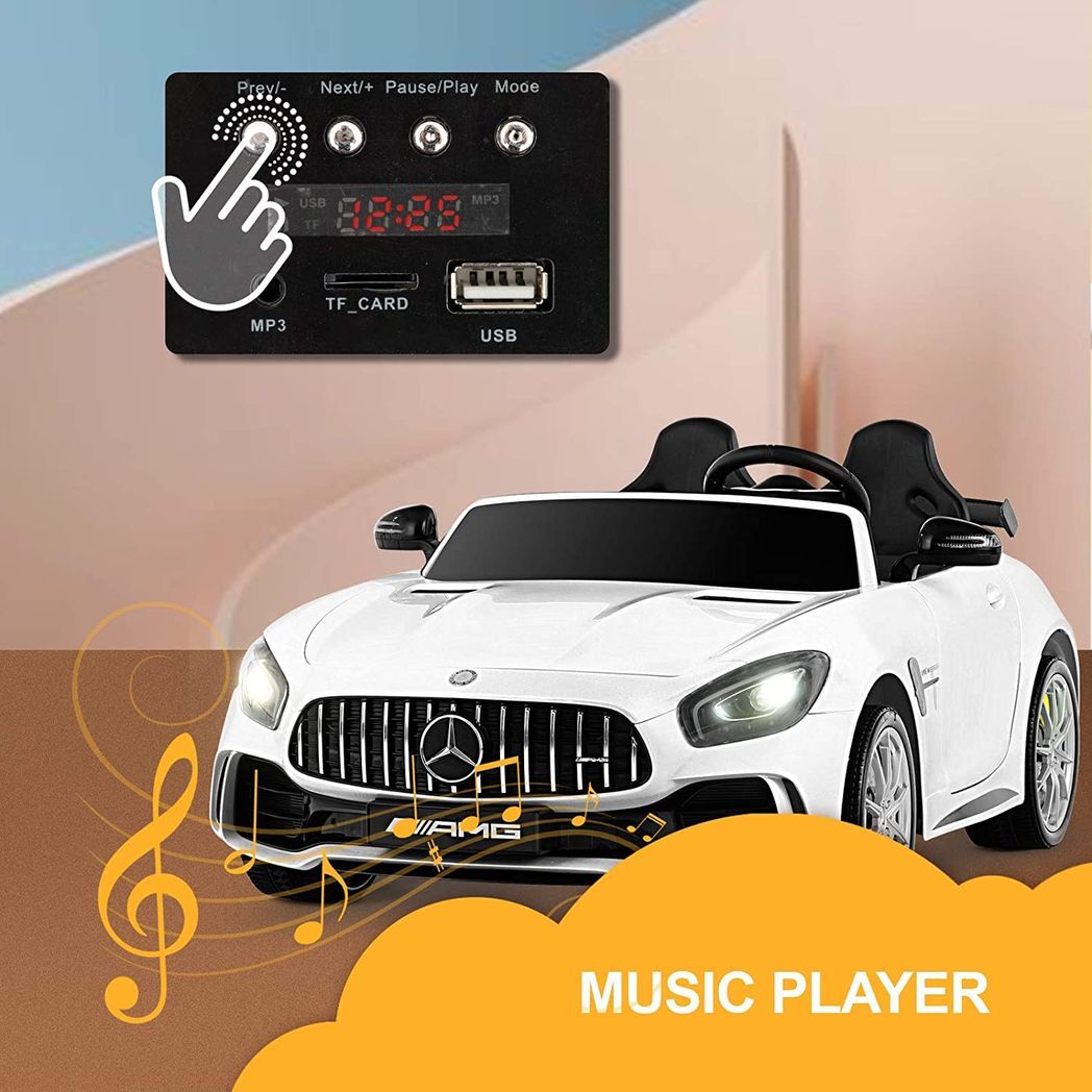 Uenjoy 2 Seater 12V Electric Kids Ride On Car Mercedes Benz AMG GTR Motorized Vehicles with Remote Control, Battery Powered, LED Lights, Wheels Suspension, Music, Horn, Compatible with Mercedes,White -  Kids Electric Cars & Toys