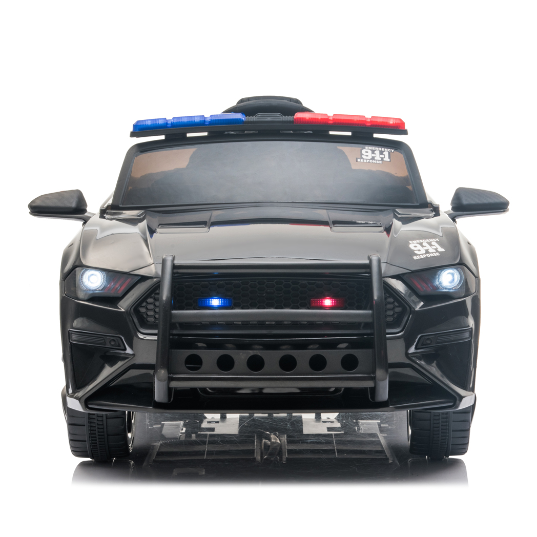 12V Kids Ride On Car ,Police sports car,2.4GHZ Remote Control,LED Lights,Siren,Microphone,Black -  Kids Electric Cars & Toys
