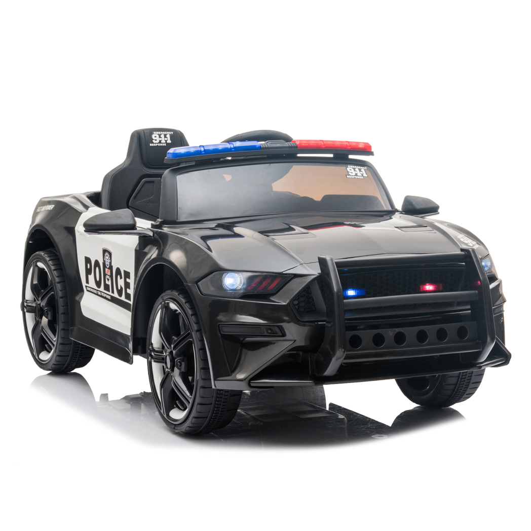 12V Kids Ride On Car ,Police sports car,2.4GHZ Remote Control,LED Lights,Siren,Microphone,Black -  Kids Electric Cars & Toys