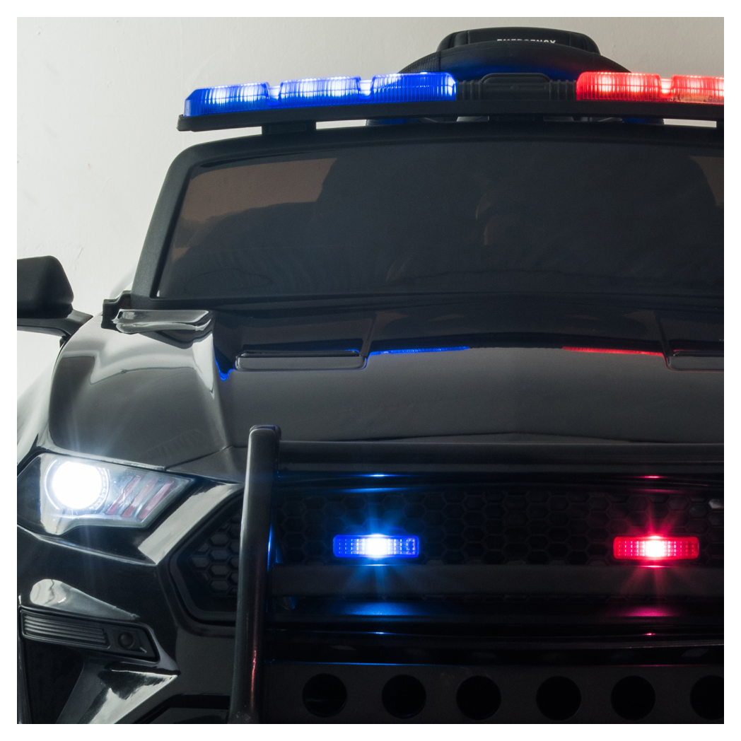 12V Kids Ride On Car ,Police sports car,2.4GHZ Remote Control,LED Lights,Siren,Microphone,Black -  Kids Electric Cars & Toys