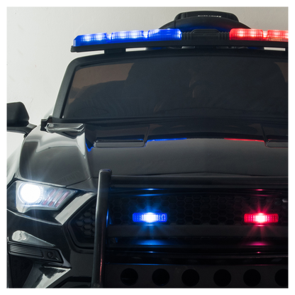 12V Kids Ride On Car ,Police sports car,2.4GHZ Remote Control,LED Lights,Siren,Microphone,Black -  Kids Electric Cars & Toys