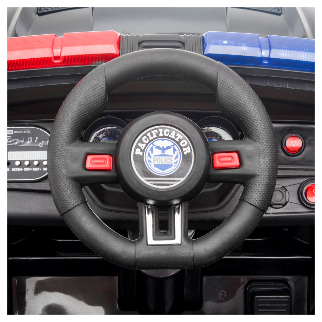 12V Kids Ride On Car ,Police sports car,2.4GHZ Remote Control,LED Lights,Siren,Microphone,Black -  Kids Electric Cars & Toys