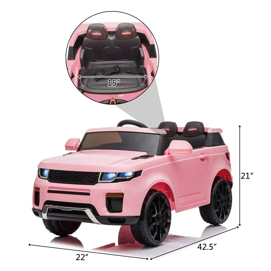 12V Kids Ride On Car 2.4GHZ Remote Control LED Lights Pink -  Kids Electric Cars & Toys