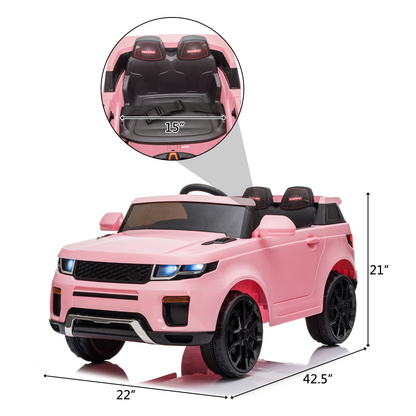 12V Kids Ride On Car 2.4GHZ Remote Control LED Lights Pink -  Kids Electric Cars & Toys