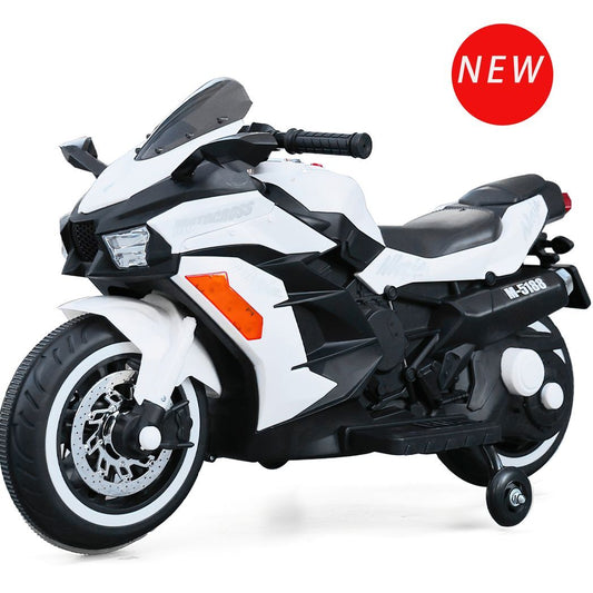 12V Battery Motorcycle, 2 Wheel Motorbike Kids Rechargeable Ride On Car Electric Cars Motorcycles--WHITE -  Kids Electric Cars & Toys