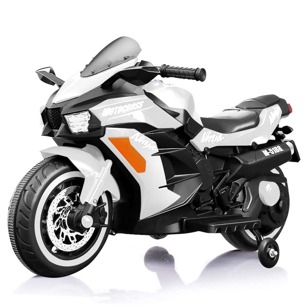 12V Battery Motorcycle, 2 Wheel Motorbike Kids Rechargeable Ride On Car Electric Cars Motorcycles--WHITE -  Kids Electric Cars & Toys