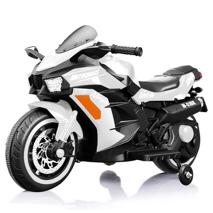 12V Battery Motorcycle, 2 Wheel Motorbike Kids Rechargeable Ride On Car Electric Cars Motorcycles--WHITE -  Kids Electric Cars & Toys