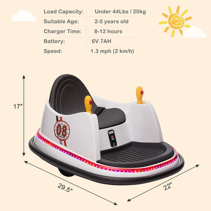 LEADZM 6V 7A.h Bumper Car White -  Kids Electric Cars & Toys