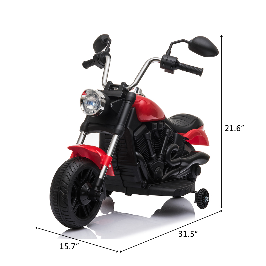 Kids Electric Ride On Motorcycle With Training Wheels 6V Red -  Kids Electric Cars & Toys