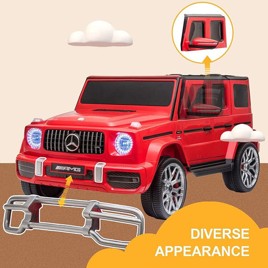 Uenjoy 12V 2 Seats Mercedes Benz G63 Kids Ride On Car Electric Cars Motorized Vehicles with Remote Control, Music, Horn, Spring Suspension, Safety Lock, LED, AUX, USB, FM, Bluetooth, Red -  Kids Electric Cars & Toys