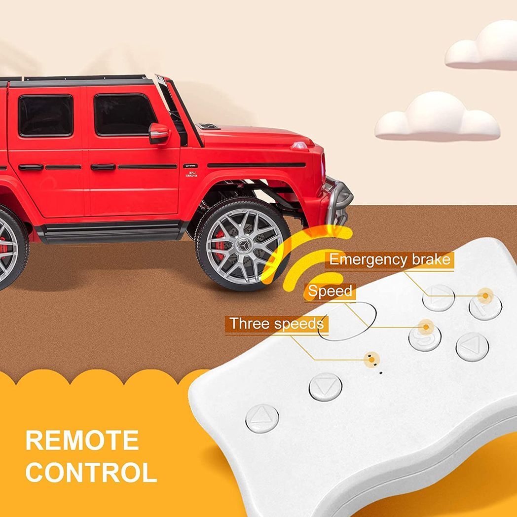 Uenjoy 12V 2 Seats Mercedes Benz G63 Kids Ride On Car Electric Cars Motorized Vehicles with Remote Control, Music, Horn, Spring Suspension, Safety Lock, LED, AUX, USB, FM, Bluetooth, Red -  Kids Electric Cars & Toys