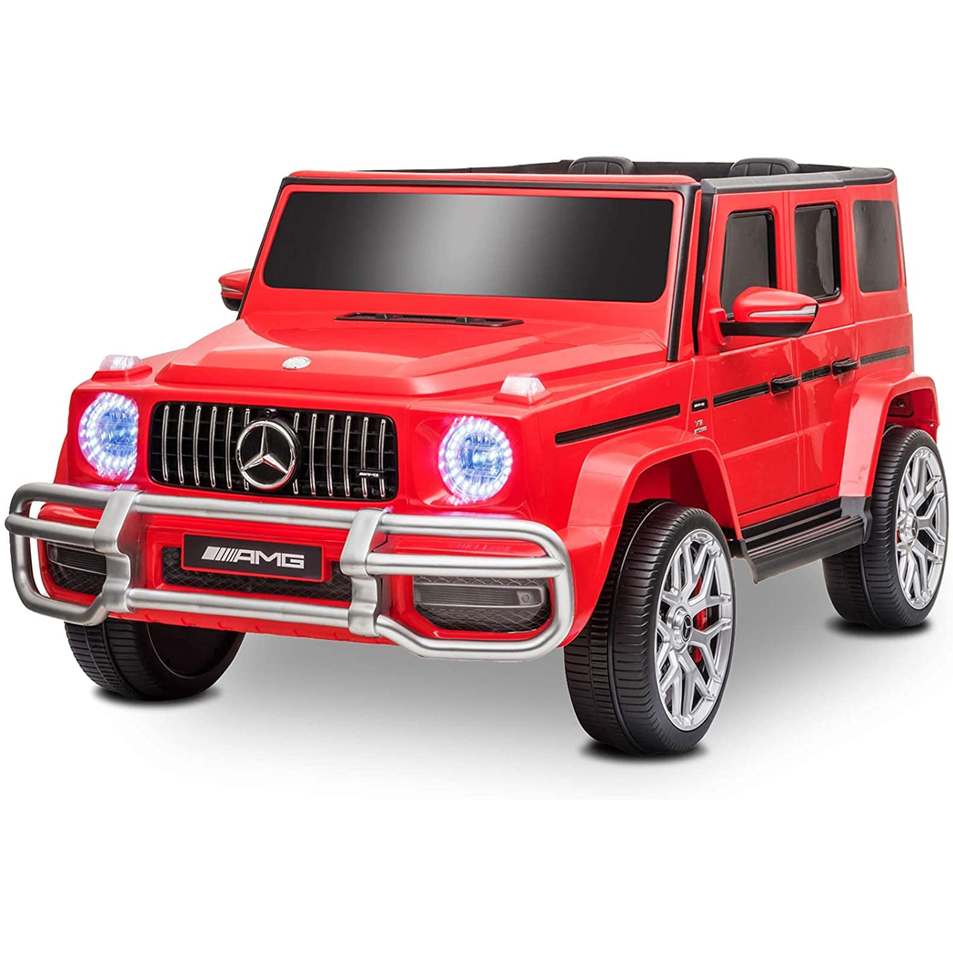 Uenjoy 12V 2 Seats Mercedes Benz G63 Kids Ride On Car Electric Cars Motorized Vehicles with Remote Control, Music, Horn, Spring Suspension, Safety Lock, LED, AUX, USB, FM, Bluetooth, Red -  Kids Electric Cars & Toys