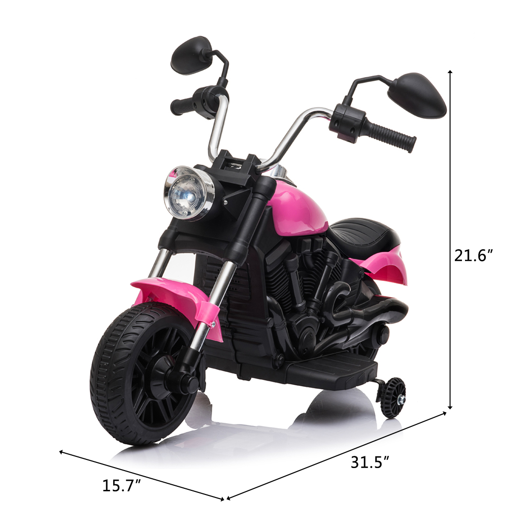 Motorcycle With Training Wheels 6v Pink -  Kids Electric Cars & Toys