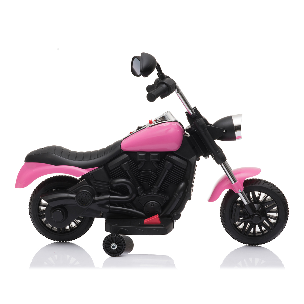 Motorcycle With Training Wheels 6v Pink -  Kids Electric Cars & Toys