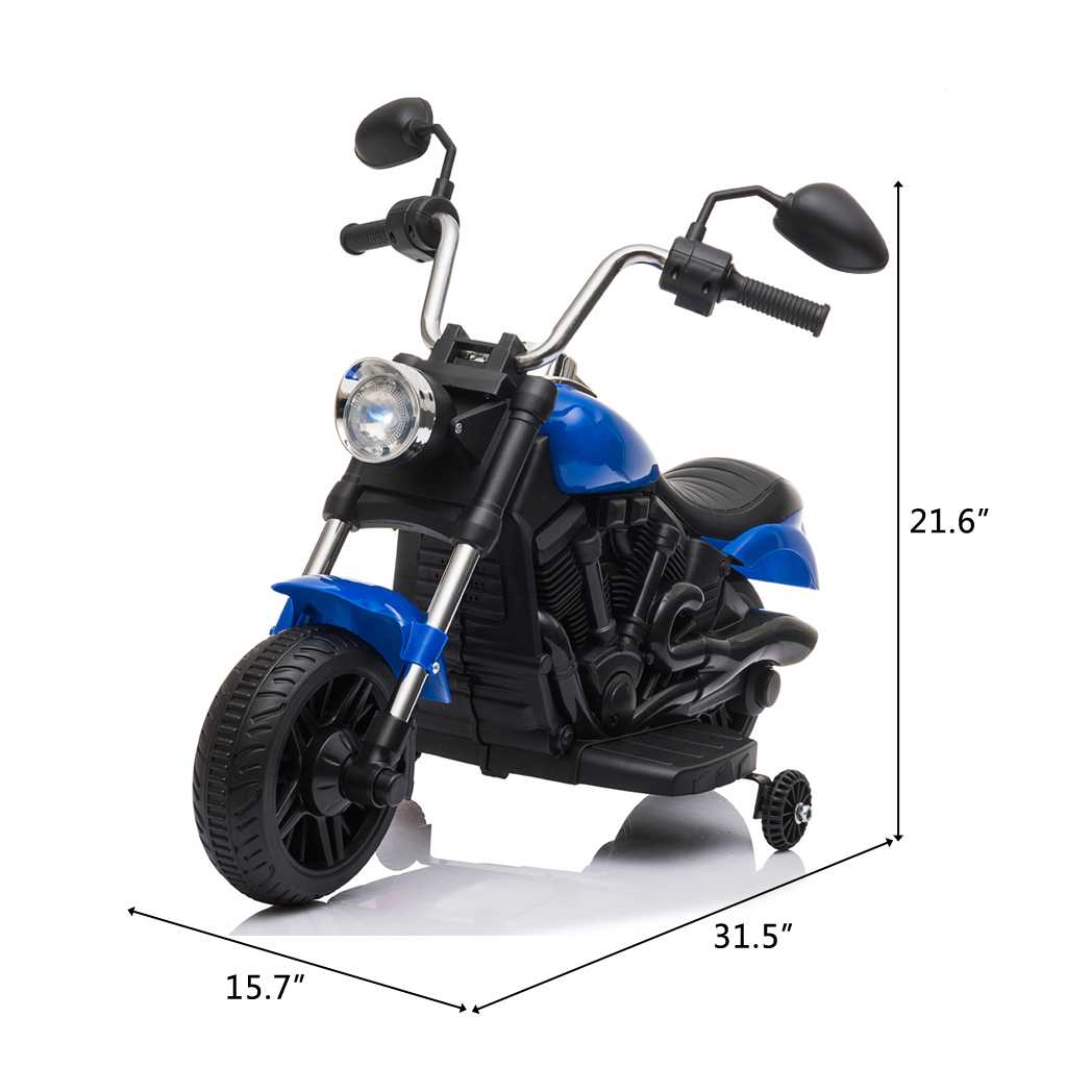 Motorcycle With Training Wheels 6v Blue Kids Electric Ride On -  Kids Electric Cars & Toys