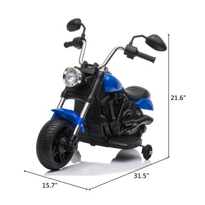 Motorcycle With Training Wheels 6v Blue Kids Electric Ride On -  Kids Electric Cars & Toys
