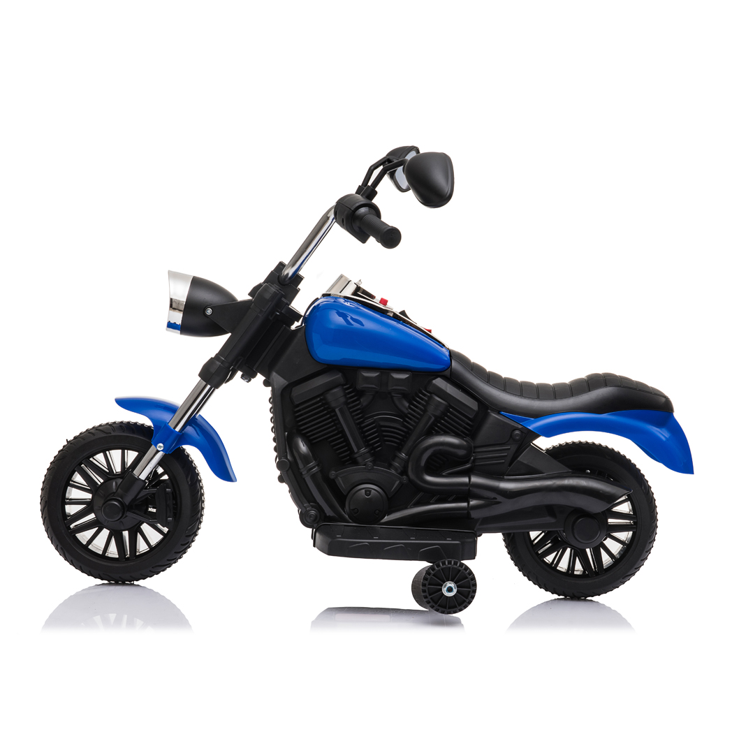Motorcycle With Training Wheels 6v Blue Kids Electric Ride On -  Kids Electric Cars & Toys