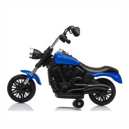 Motorcycle With Training Wheels 6v Blue Kids Electric Ride On -  Kids Electric Cars & Toys
