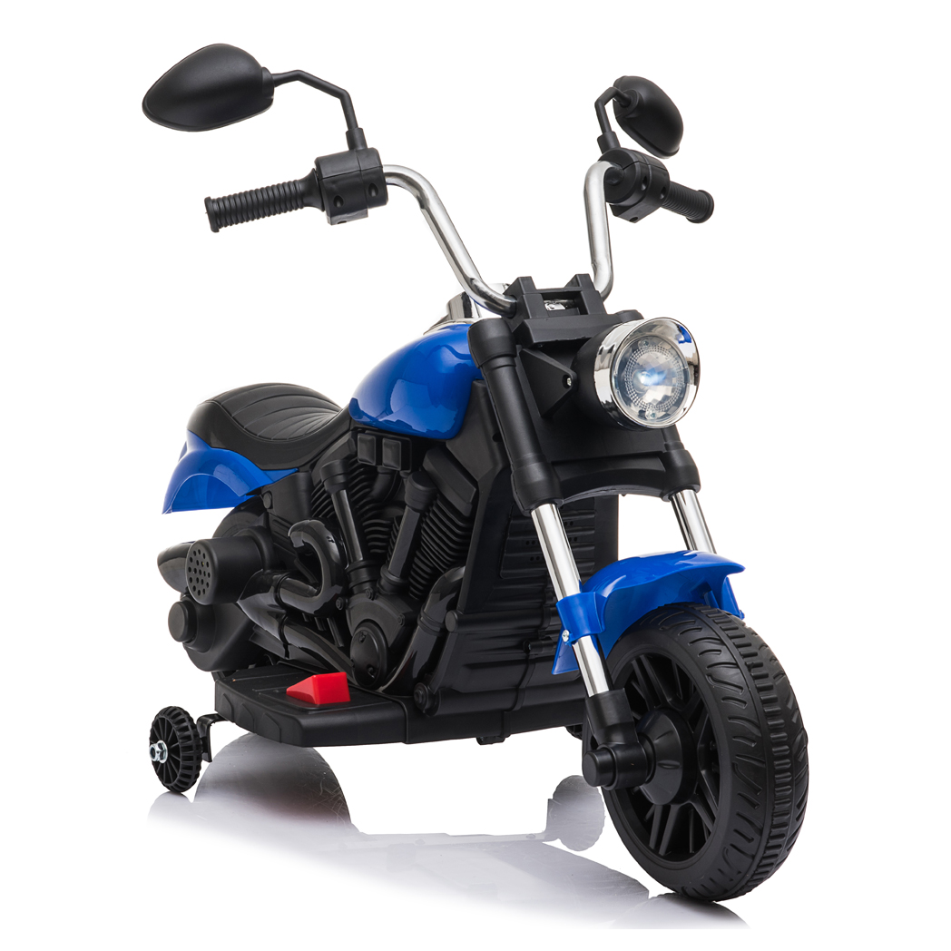Motorcycle With Training Wheels 6v Blue Kids Electric Ride On -  Kids Electric Cars & Toys