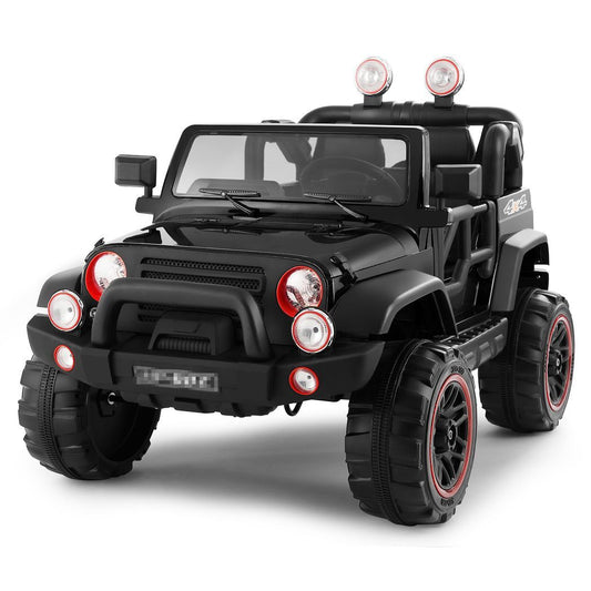 12V Battery Kids Ride on Truck Car Toys MP3 LED Light Remote Control+Cover Black -  Kids Electric Cars & Toys