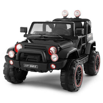 12V Battery Kids Ride on Truck Car Toys MP3 LED Light Remote Control+Cover Black -  Kids Electric Cars & Toys