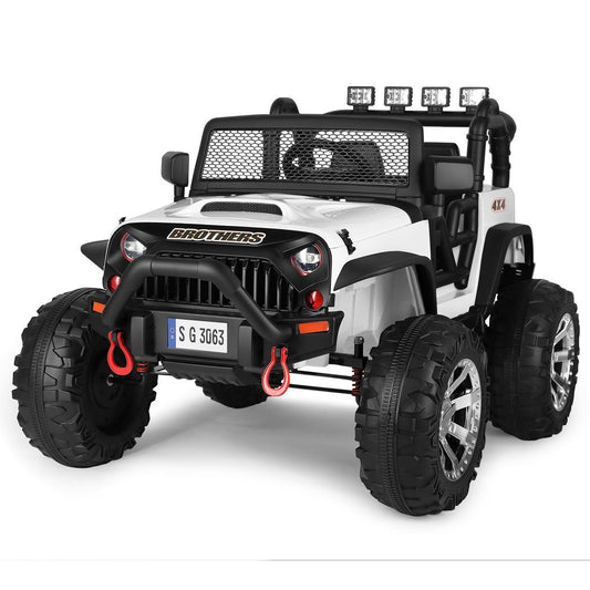 White 12V Battery Kid Ride on Truck Car Electric Jeep Toy LED -  Kids Electric Cars & Toys