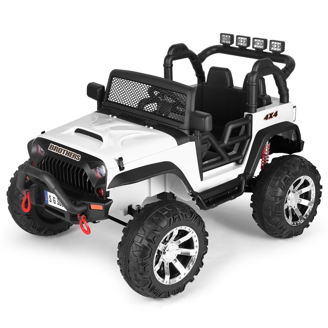White 12V Battery Kid Ride on Truck Car Electric Jeep Toy LED -  Kids Electric Cars & Toys